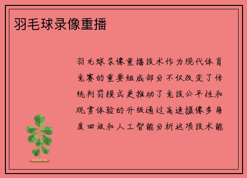 羽毛球录像重播